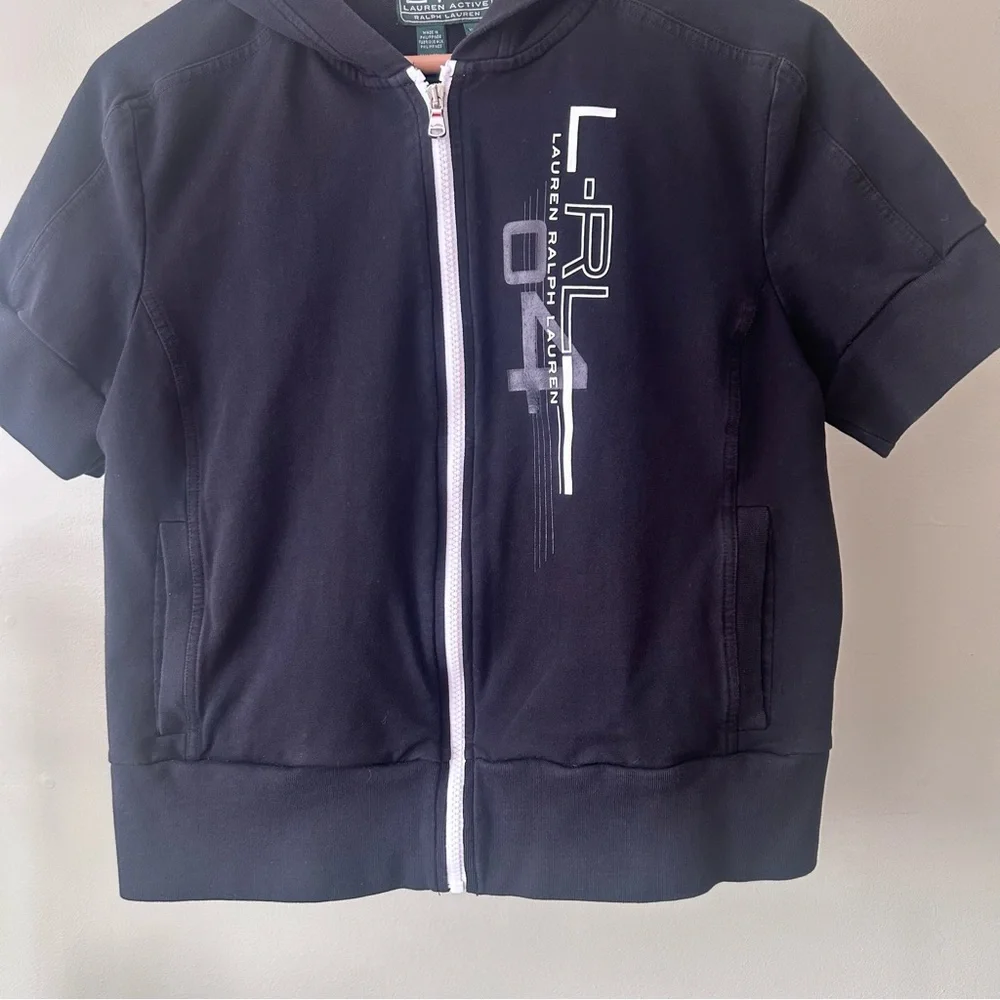 Lauren Ralph Lauren Active BlackWomen's Short Sleeve Zip-Up
Hoodie Sweatshirt XL - Picture 7 of 11